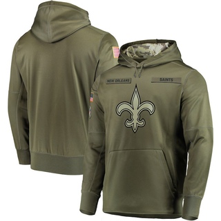 Men's New Orleans Saints 2018 Salute to Service Sideline Therma Performance Pullover Hoodie - Olive