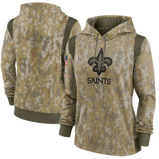 Women's New Orleans Saints 2021 Salute to Service Therma Performance Pullover Hoodie - Olive