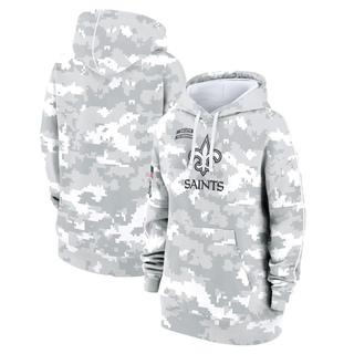 Women's New Orleans Saints 2024 Salute To Service Club Fleece Pullover Hoodie - Arctic Camo