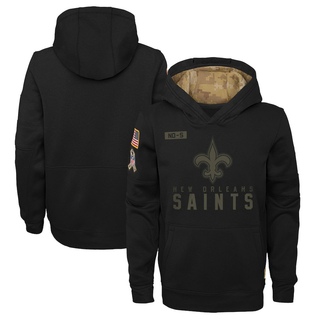 Youth New Orleans Saints 2020 Salute to Service Pullover Performance Hoodie - Black