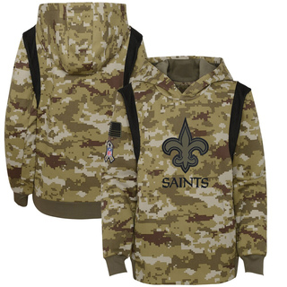 Youth New Orleans Saints 2021 Salute to Service Therma Performance Pullover Hoodie - Olive