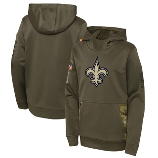 Youth New Orleans Saints 2022 Salute to Service Performance Pullover Hoodie - Olive