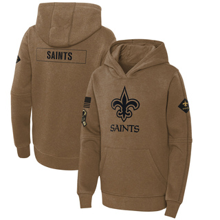 Youth New Orleans Saints 2023 Salute to Service Club Fleece Pullover Hoodie - Brown